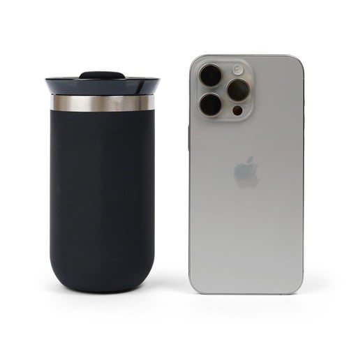 كوب حراري ستانلس مع غطاء محكم لون اسود | 350 مل