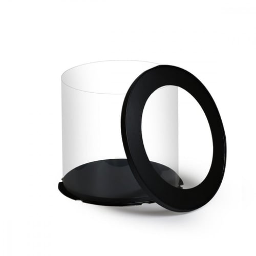 علبة دائرية شفافة للهدايا والكيك المرتفع بغطاء وقا...