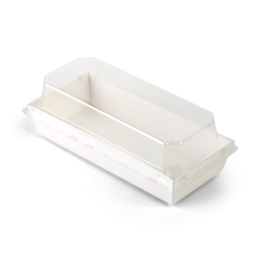 علب ورق أبيض مستطيلة بغطاء شفاف - (10) حبة