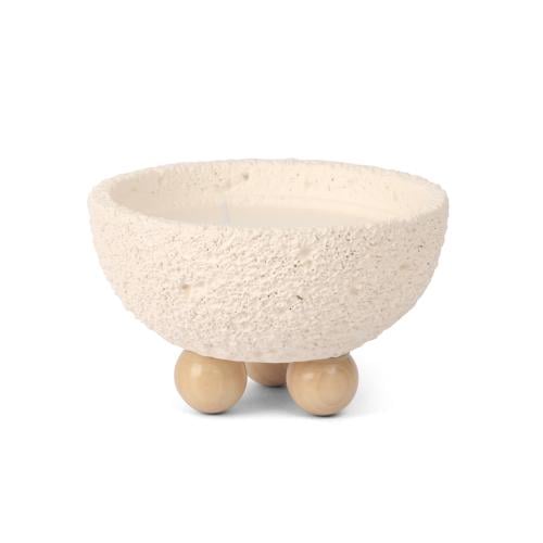 شمعة دائرية فاخرة بقالب سيراميك وقاعدة خشبية لون أ...