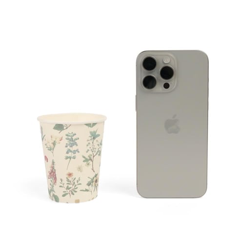 مجموعة (10) أكواب ورقية بطباعة أزهار | 9 أنز