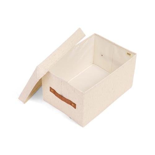 صندوق تخزين قماشي بغطاء منفصل لون بيج | 20*25*36 س...