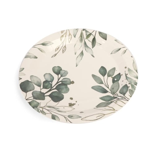 مجموعة (10) صحون ورقية طباعة أغصان لون أخضر | 7 أن...