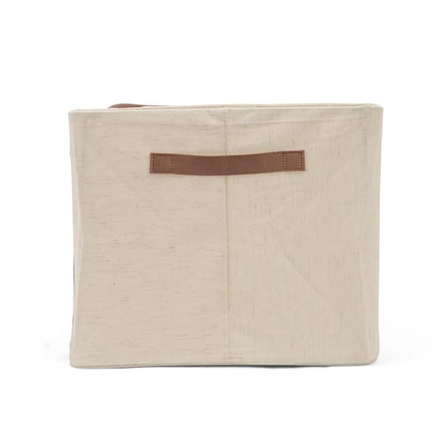 صندوق تخزين قماشي قابل للطي لون بيج | 50*40*33 سم
