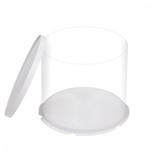 علبة دائرية شفافة للهدايا والكيك المرتفع بغطاء وقا...