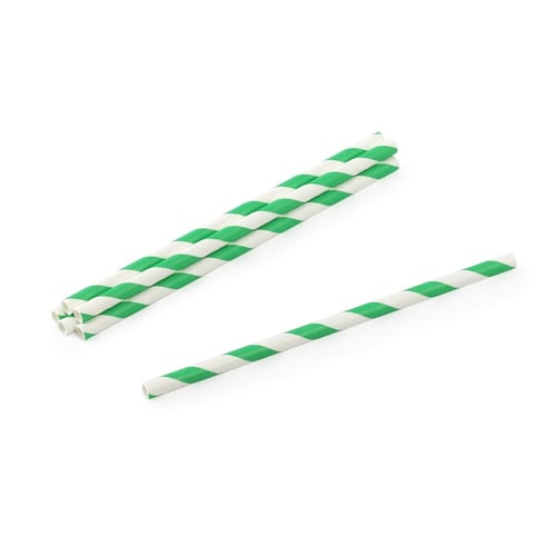 مصاص ورق أخضر داكن وأبيض بنمط خطوط (25) حبة