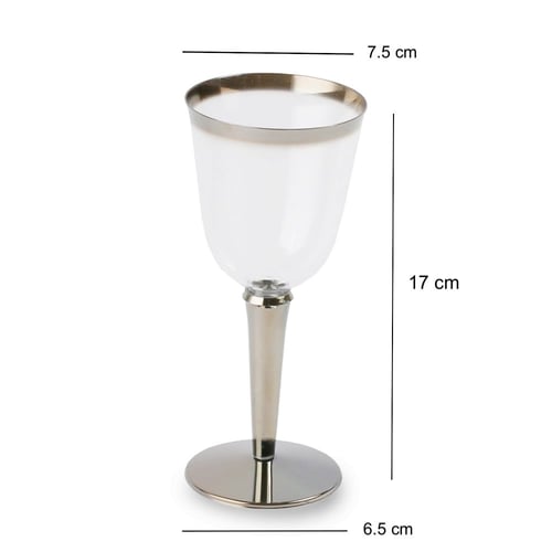 مجموعة (6) كاسات فاخرة شفافة بقاعدة فضية | 7 انز