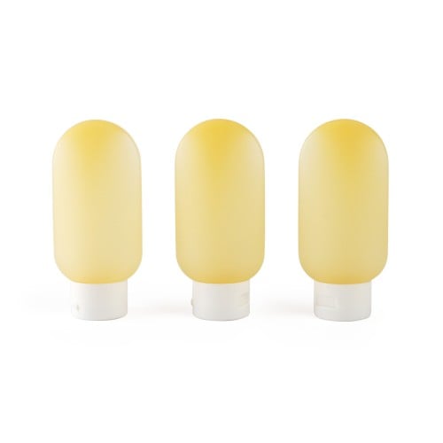 طقم (3) علب بلاستيك فارغة بلون اصفر وغطاء أبيض | 7...