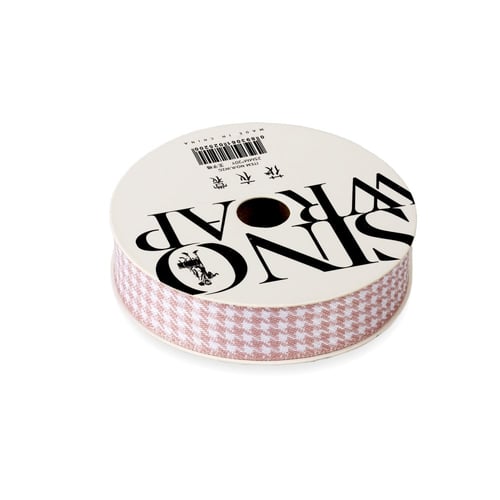 شريطة رول قماش لتزيين العلب و الهدايا وردي /أبيض-...