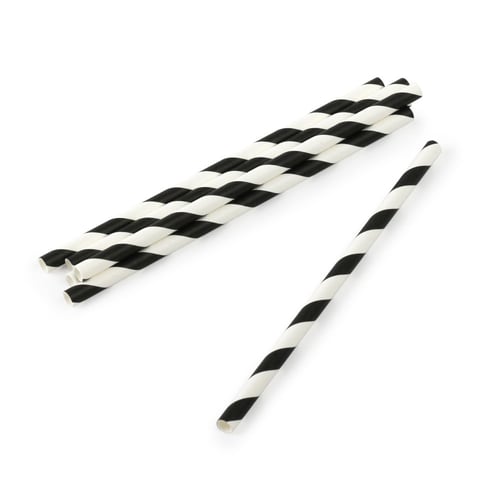 مصاص ورق أسود فاتح وأبيض بنمط خطوط (25) حبة