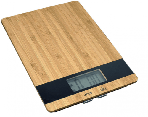 ميزان الكتروني بسطح خشبي وأسود