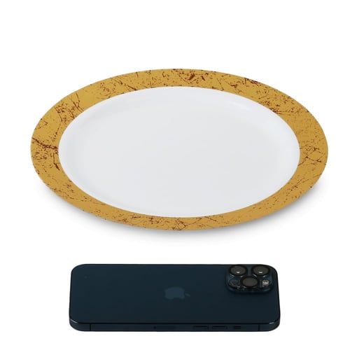 مجموعة (3) صحن بلاستيك فاخر باللون الأبيض و أطراف...