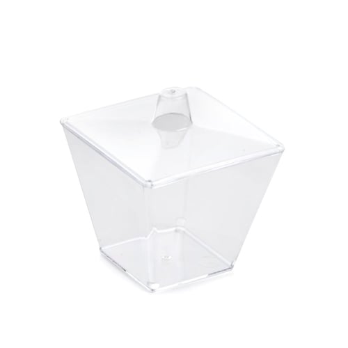 مجموعة (12) علبة بلاستيك هرمية شفافة بغطاء شفاف -...