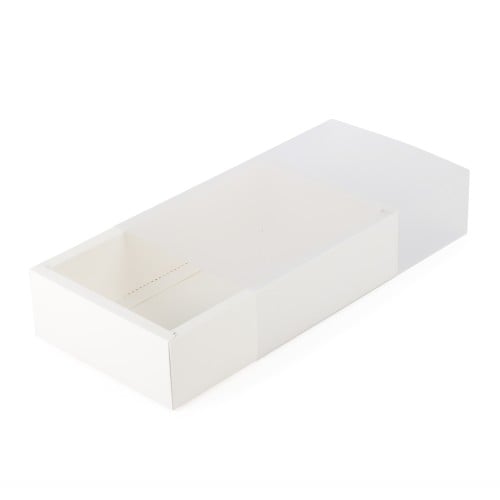 علب ورقية بلون أبيض وغطاء شفاف قابل للسحب - (12) ح...