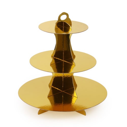 ستاند حلويات بلون ذهبي | 3 طبقات