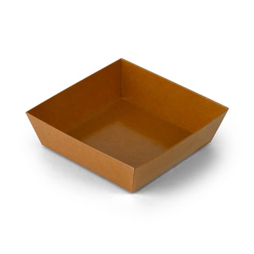 صحون ورق كرافت بني مربعة بغطاء منفصل شفاف -(10) حب...