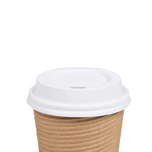 مجموعة (25) غطاء بلاستيك أبيض سميك للأكواب الورقية...