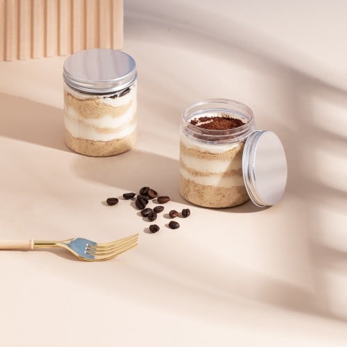 مجموعة (12) علبة بلاستيك بغطاء فضي | 210 مل