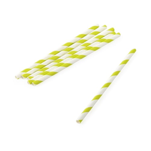 مصاص ورق أخضر فاتح وأبيض بنمط خطوط (25) حبة