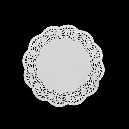 مجموعة ( 50 ) ورق دنتيل ابيض بشكل دائرى