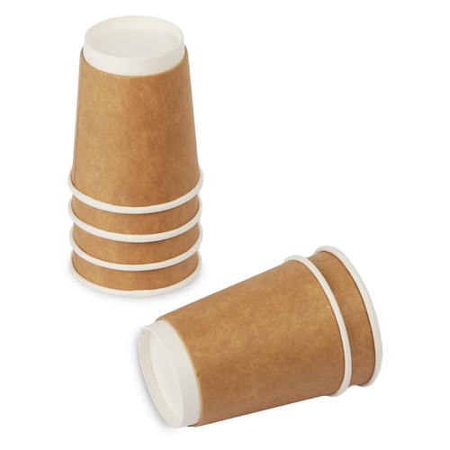 مجموعة (25) كوب ورق كرافت فاخر بطبقتين | 9 انز