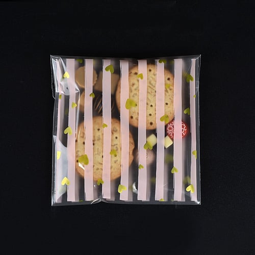 مجموعة(100) كيس شفاف ثلجي للكوكيز والحلويات - وردي...
