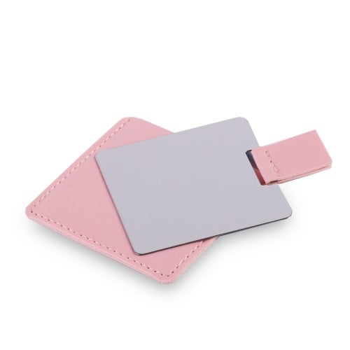 مرايا جلد فاخرة مربعة الشكل لون وردي -(6) حبة