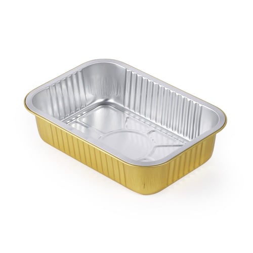 مجموعة (6) صحن المنيوم مستطيل بلون ذهبي مع غطاء| 1...