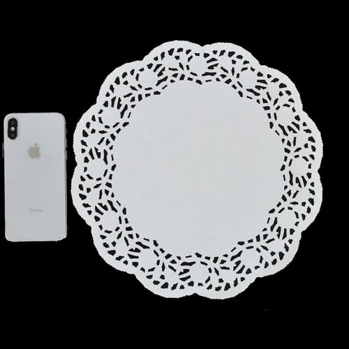 مجموعة ( 50 ) ورق دنتيل ابيض بشكل دائرى