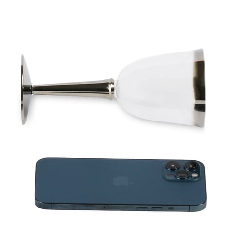 مجموعة (6) كاسات فاخرة شفافة بقاعدة فضية | 7 انز