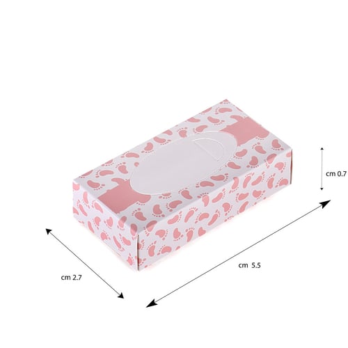 مجموعة (12) علبة مناديل لتوزيعات المواليد - وردي