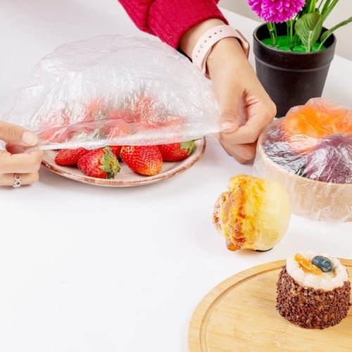 مجموعة (100)غطاء بلاستيك شفاف للصحون - 38 سم