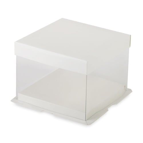 علب شفافة بقاعدة ورقية مستطيلة لون ابيض