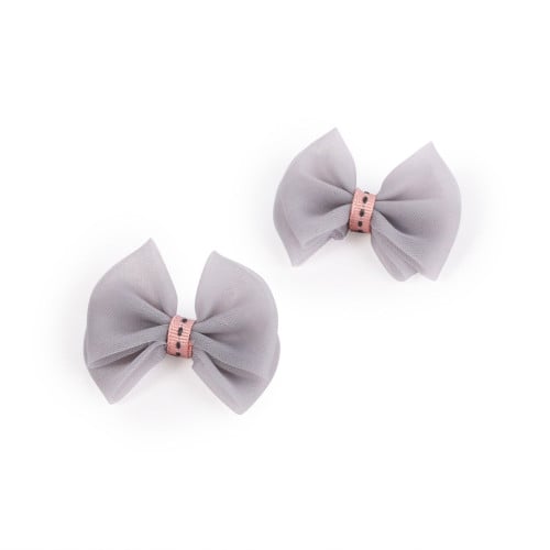 مجموعة (12) فيونكة تل بلون رمادي | 4.6 سم