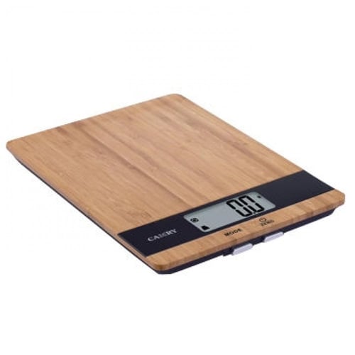 ميزان الكتروني بسطح خشبي وأسود