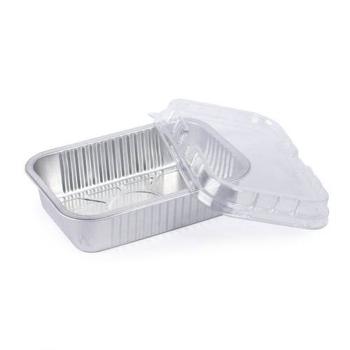 مجموعة (6) صحن المنيوم مستطيل بلون فضي مع غطاء| 15...