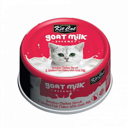 كت كات معلب قطط بنكهة الدجاج وسمك مدخن مع حليب الم...
