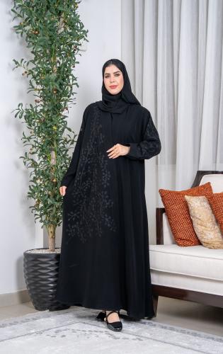 عباية نص كلوش _سرميك تطريز شك جانبي فاخر