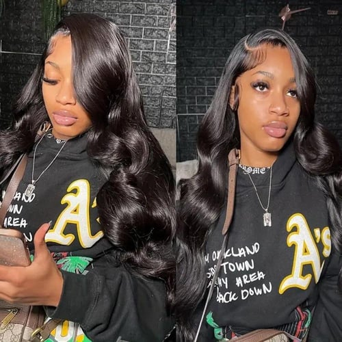 باروكة شعر أسود جذور أمامية مموج 28 إنش