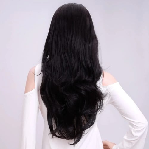 نصف باروكة شعر أسود مموج