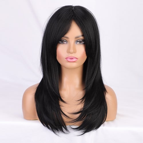 باروكة شعر أسود ناعم
