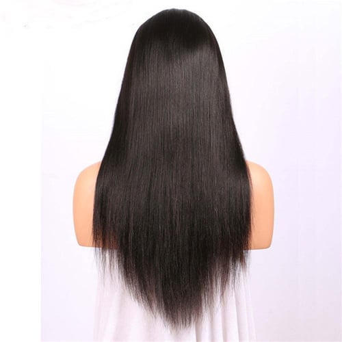 باروكة شعر أسود برازيلي 24 إنش جذور أمامية وخلفية