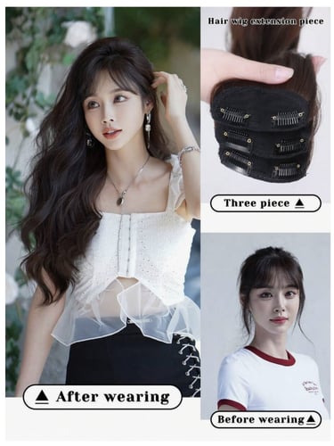 وصلة شعر مخلوط أسود مموج 3 قطع 22 إنش