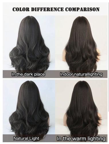 باروكة أسود مع غرة طول 22 إنش