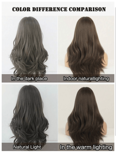 باروكة بني غامق مع غرة طول 22 إنش