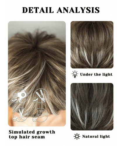 باروكة شعر مستعار زيتي بخصل هاي لايت