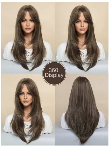 باروكة هاي لايت زيتي بغرة ناعم 24 إنش