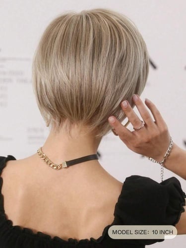 باروكة أشقر بدون غرة ناعم 10 إنش