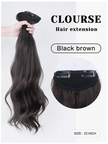 وصلة شعر مخلوط بني غامق مموج 3 قطع 22 إنش