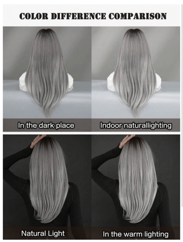 باروكة رمادي بغرة ناعم 24 إنش